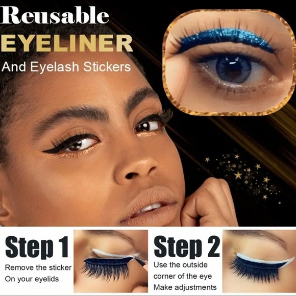 Eye Liner & False Eyelash Set, NEW, Self Adhesive, Black - Picture 6 of 8